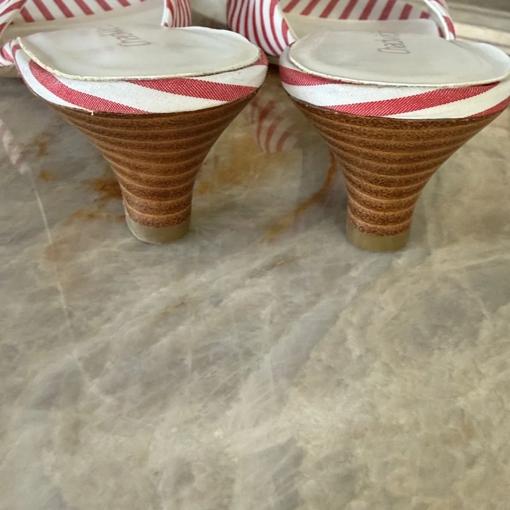 Chadwicks Red and White Striped Knot Slide Mules New - Picture 4 of 6